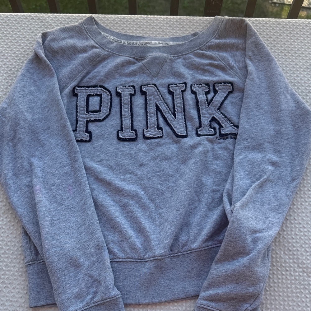 PINK Victoria's Secret Heather Gray Crew Neck Sweat Shirt